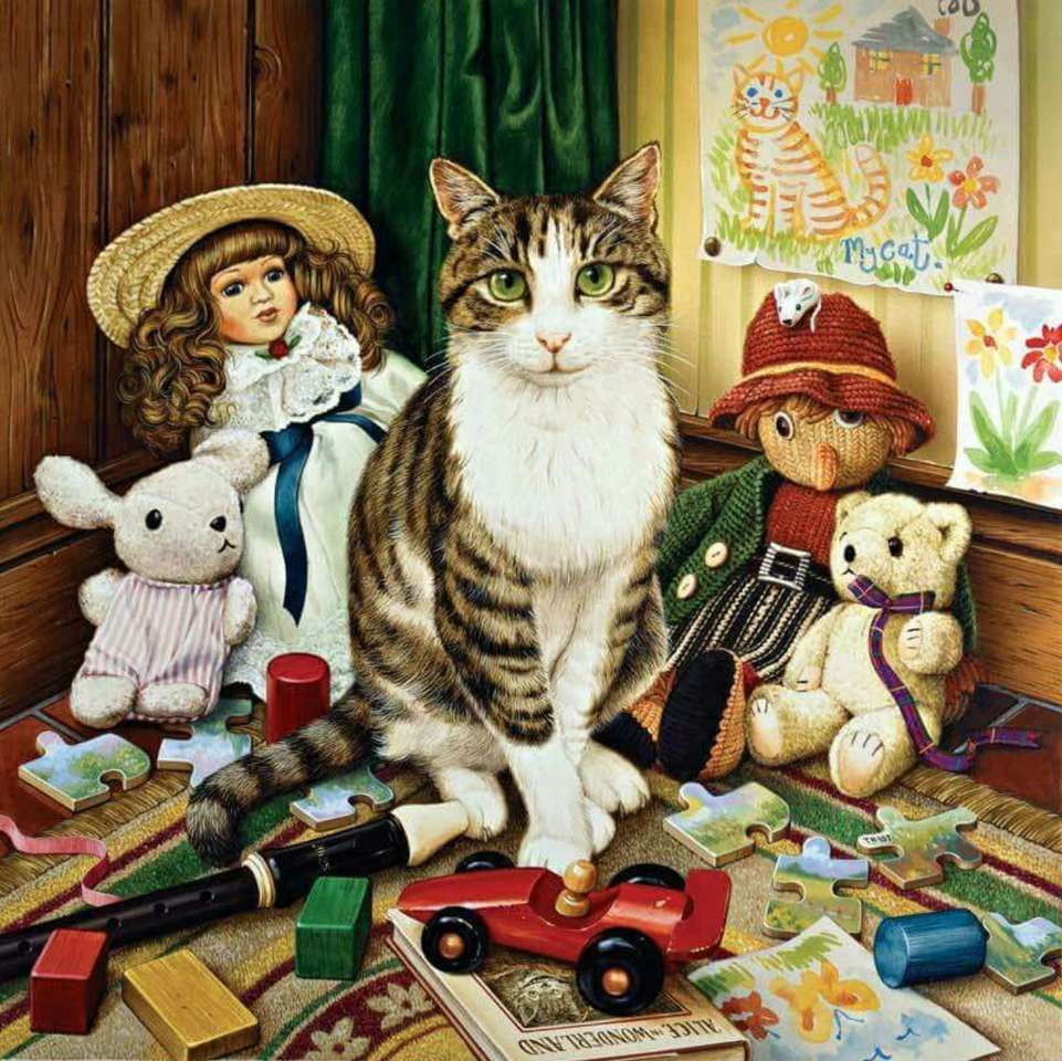 chat dans la salle des jouets puzzle en ligne