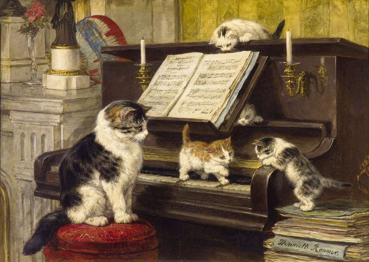 μάθημα πιάνου για γατάκια online παζλ
