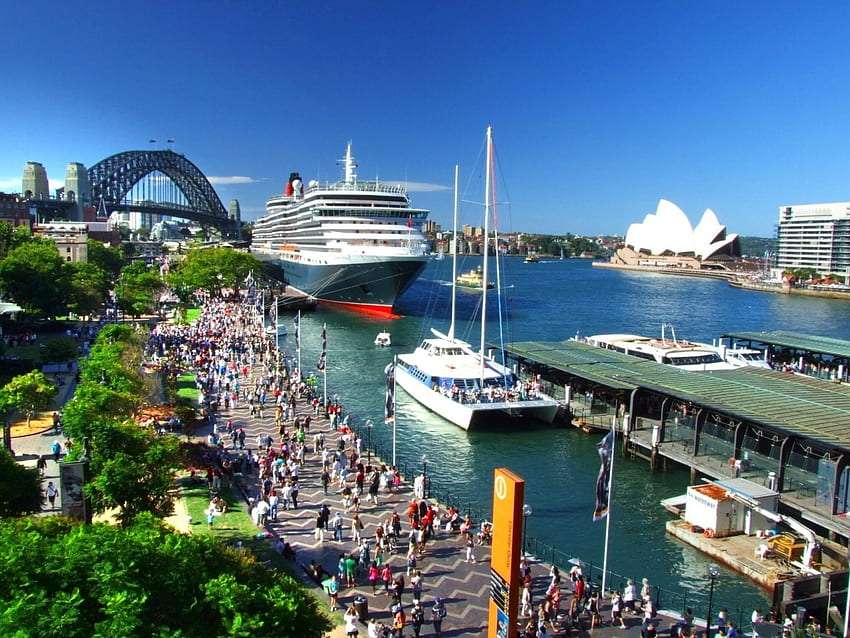 Sydney- Cruise ship in the harbour jigsaw puzzle online