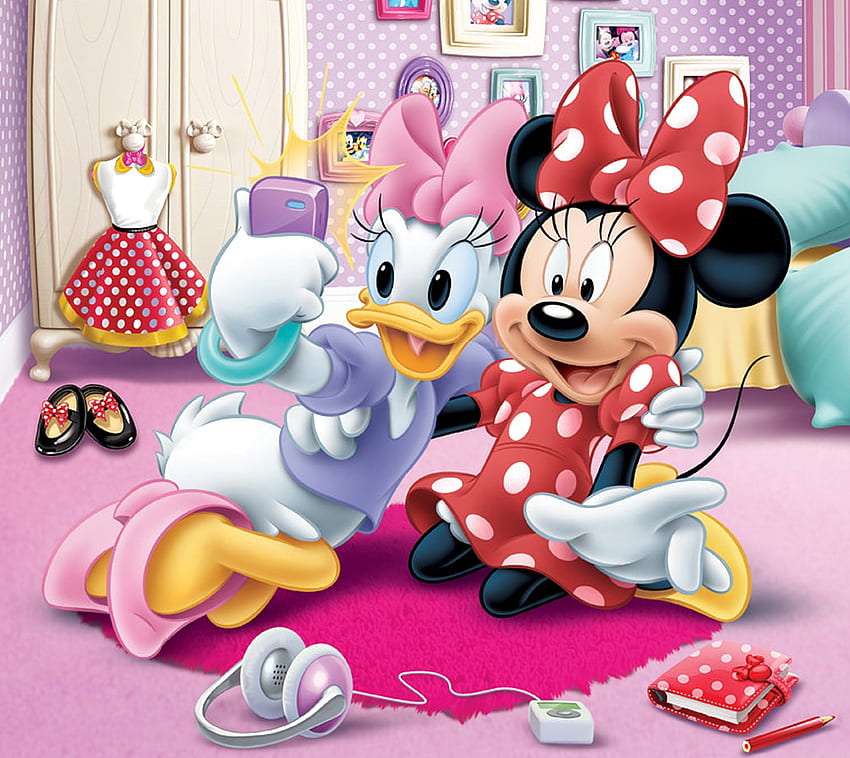 Amüsierte Daisy und Minnie Mouse Puzzlespiel online