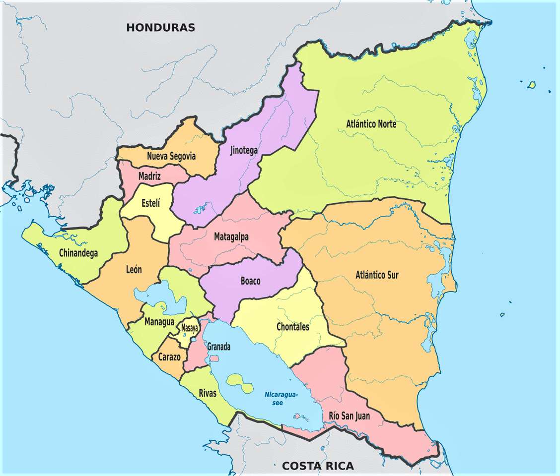 Harta politică a Nicaragua puzzle online