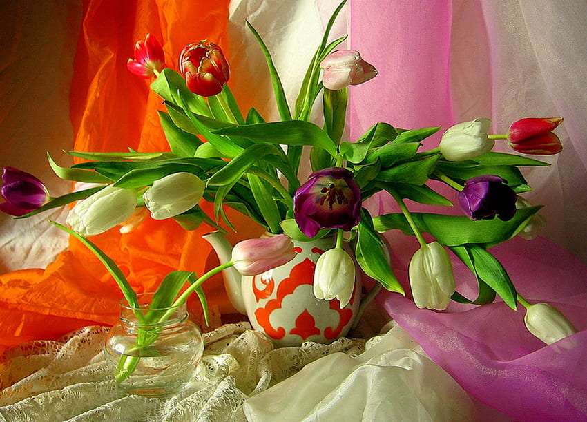 Inspiración audaz y hermosa con tulipanes. rompecabezas en línea
