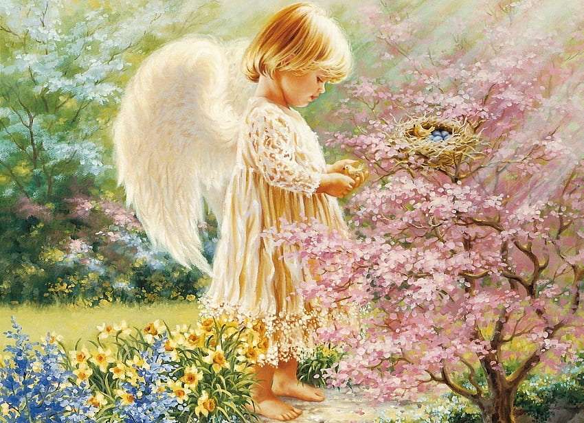 Kedves tavaszi angyal kirakós online