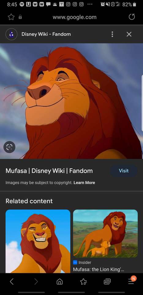 Mufasa del rey león rompecabezas en línea