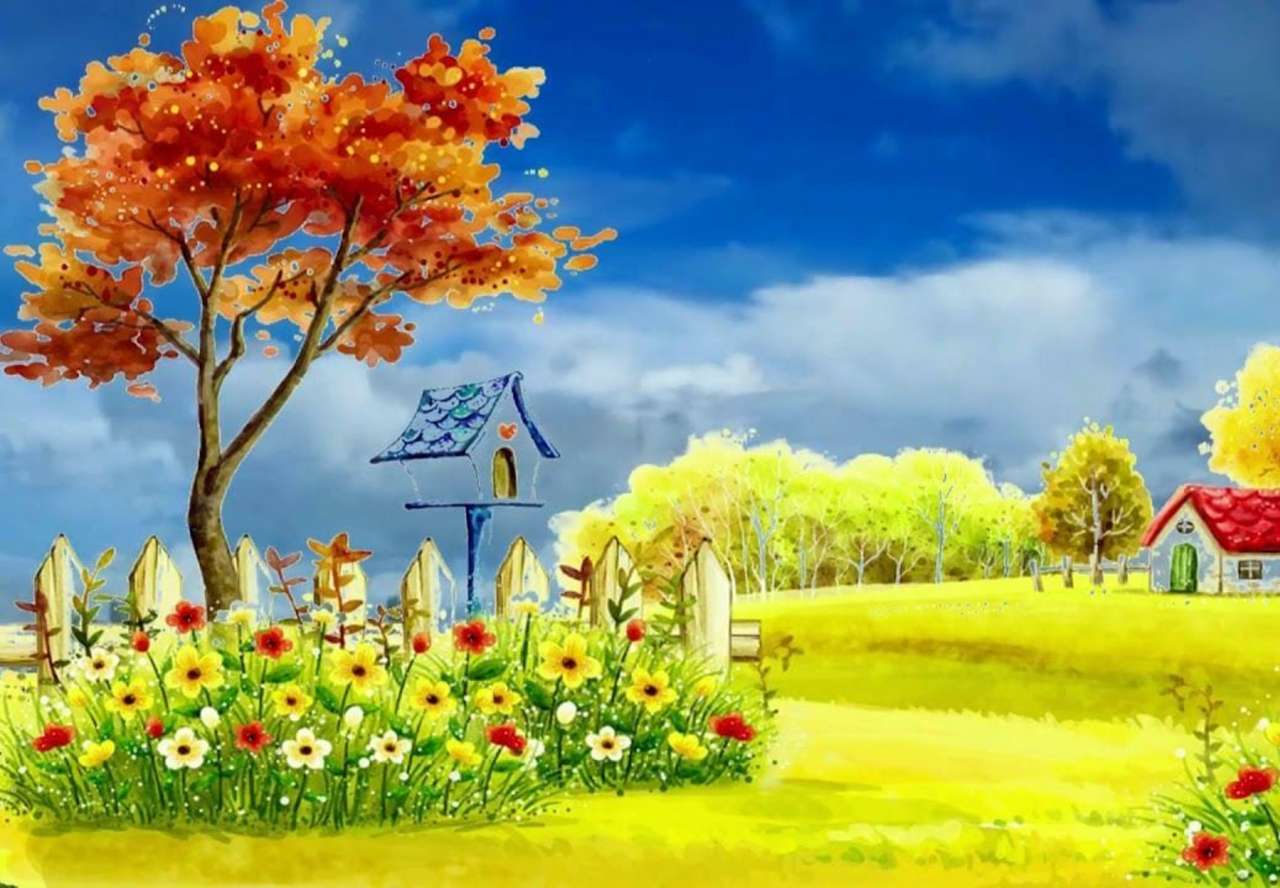 Schöner Ort, schöne sonnige Animation Puzzlespiel online