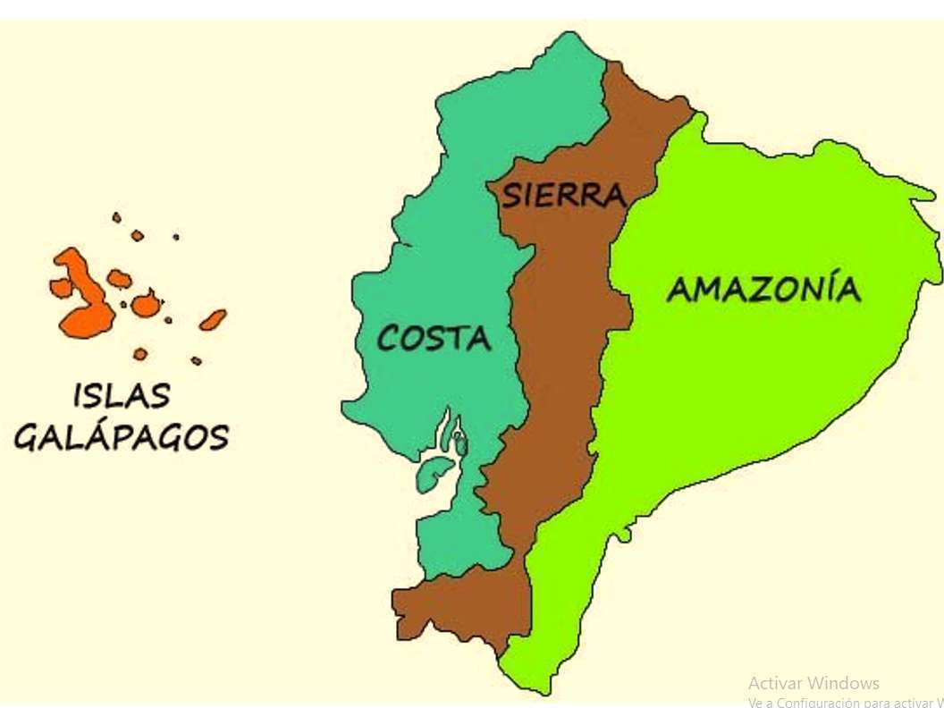 Harta regiunilor din Ecuador puzzle online