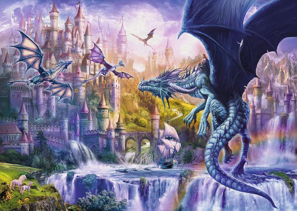 château fantastique licornes et dragons puzzle en ligne
