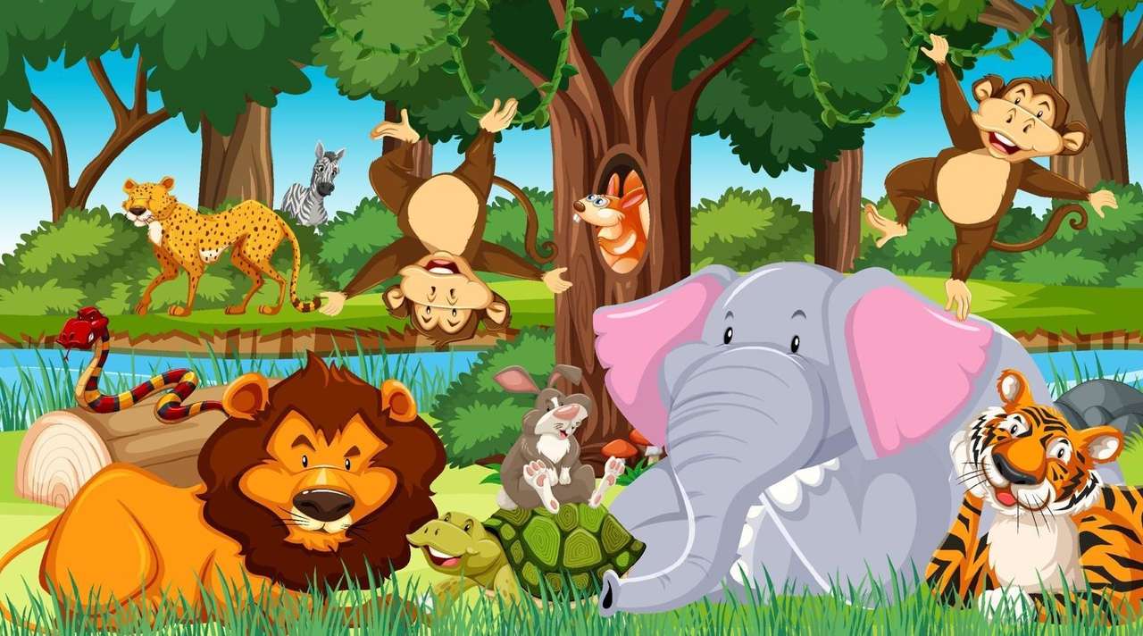 zvířata v džungli skládačky online