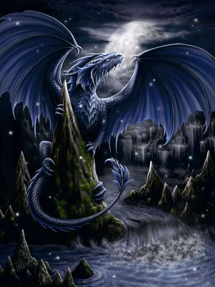 синий дракон пазл онлайн
