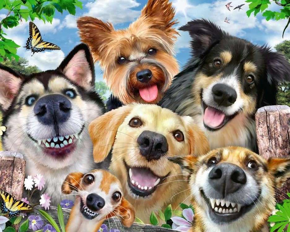 Щастливи кучета онлайн пъзел