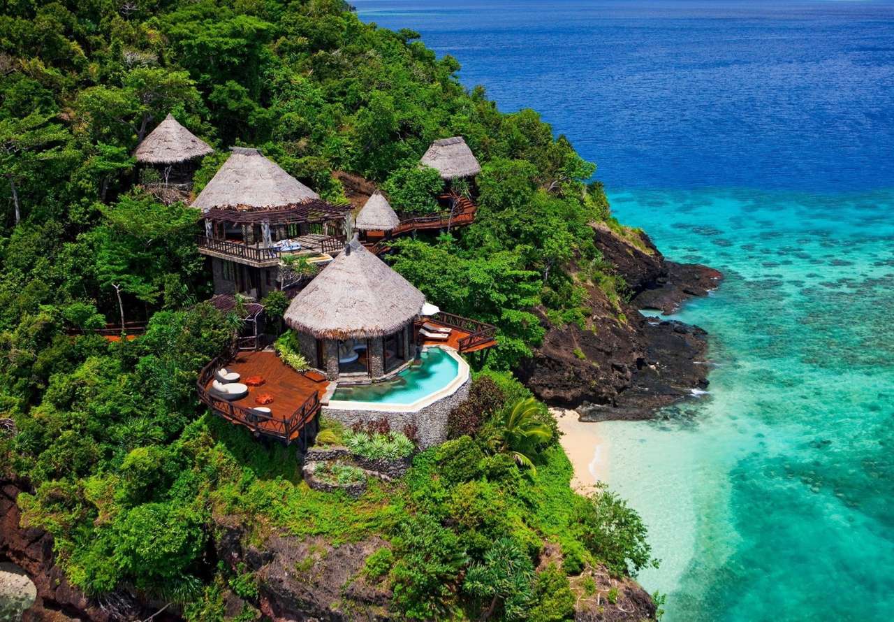 Казковий тропічний курорт на березі океану, диво онлайн пазл