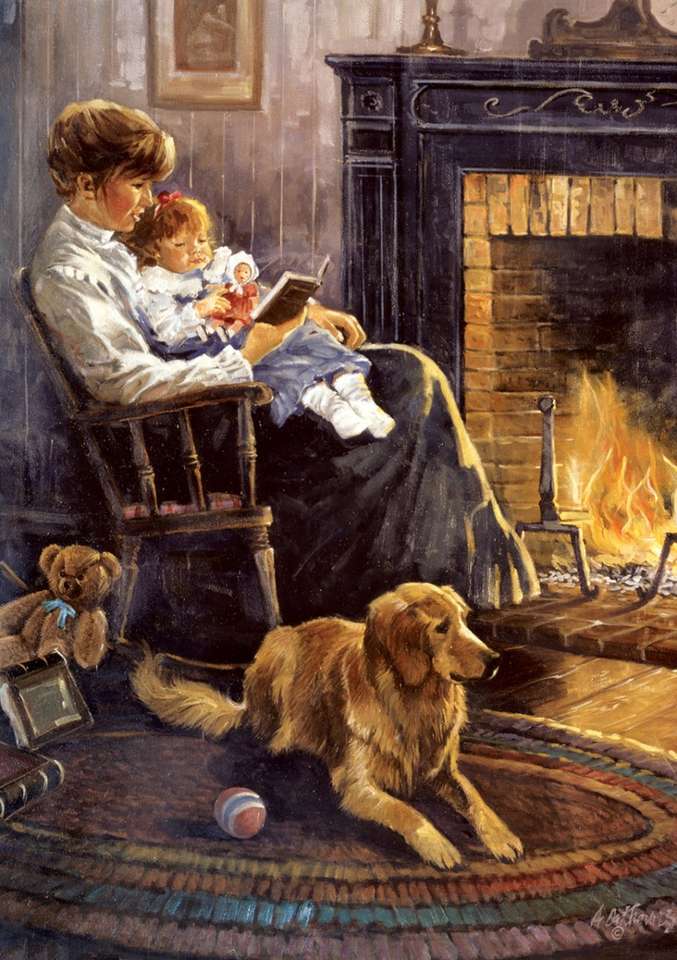 reading a story by the fireside jigsaw puzzle online