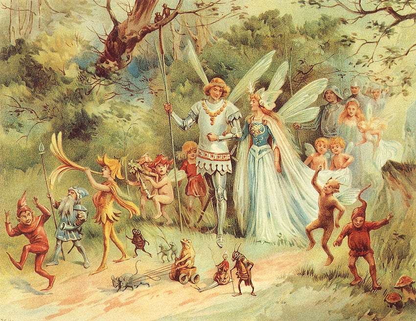 Um casamento de conto de fadas de zangões da floresta, um espetáculo encantador puzzle online