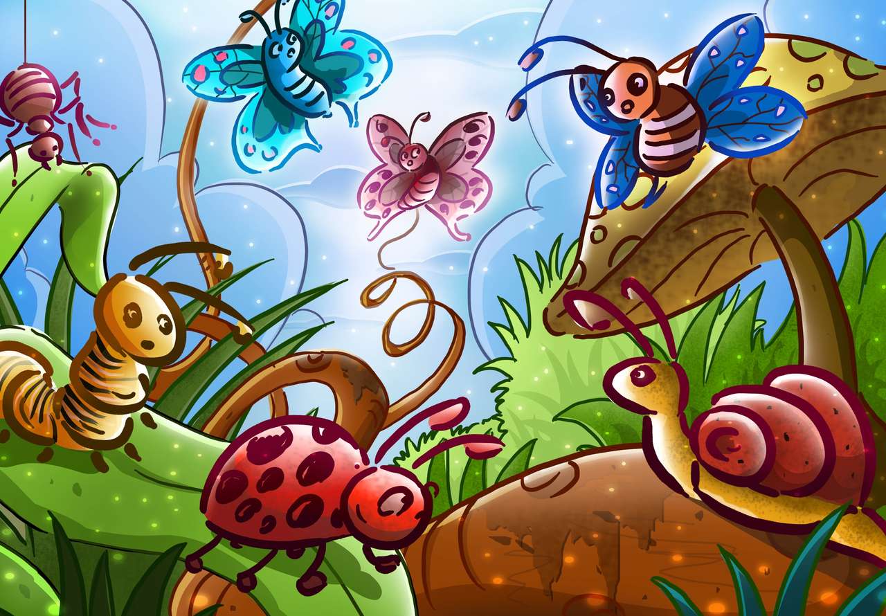 Papillons, escargots, vers le monde de la nature :) puzzle en ligne