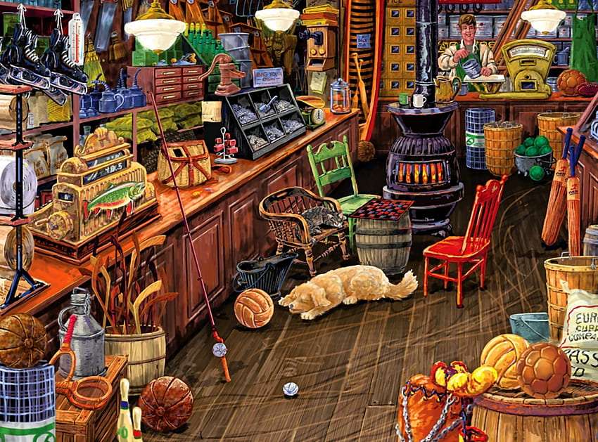 Old-fashioned sports shop jigsaw puzzle online