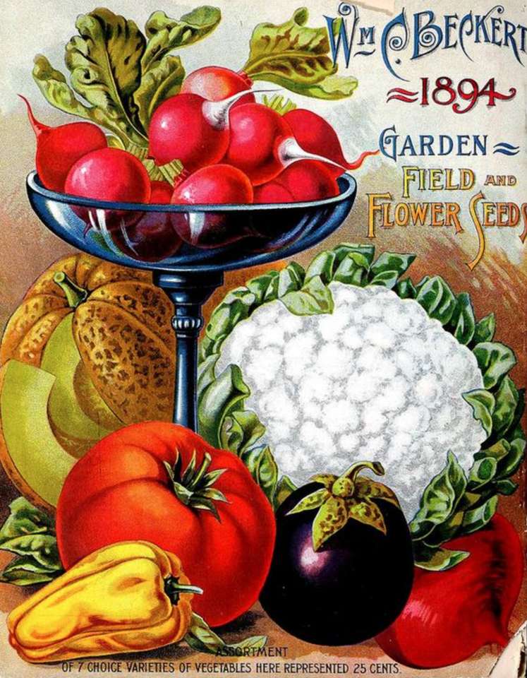 винтажный постер с овощами онлайн-пазл