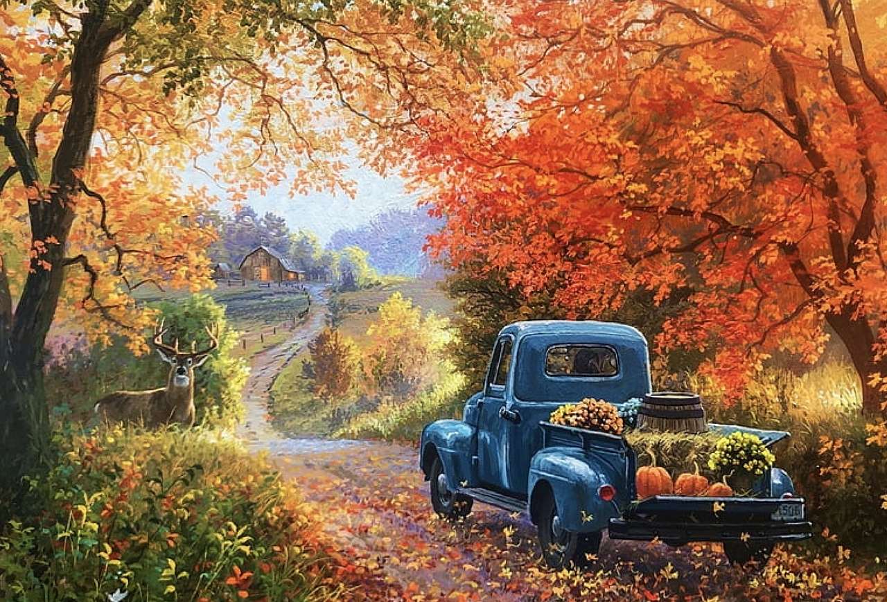 Back home on the autumn road online puzzle
