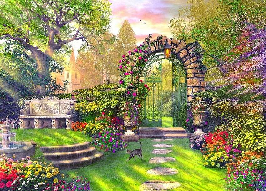 Фантастический сад, чудо онлайн-пазл