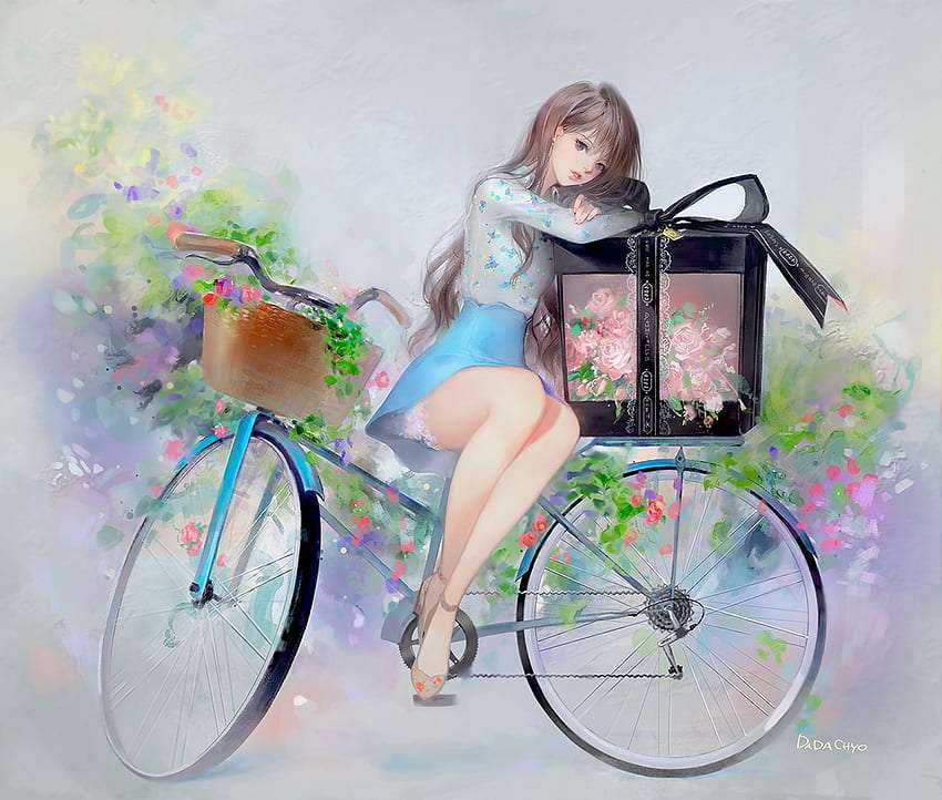 Велосипед міні флорист і красивий флорист онлайн пазл