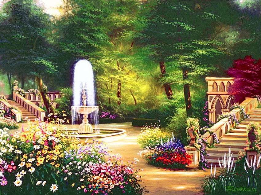 Romantikus gótikus kert kirakós online