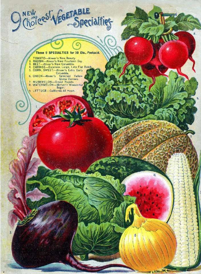 Cartel vintage de hortalizas 3 rompecabezas en línea
