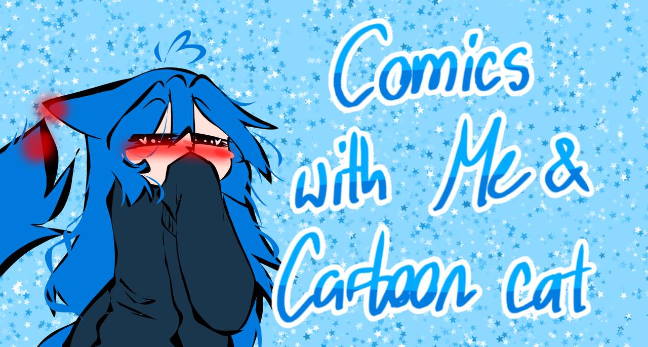 Комикси с мен и анимационна котка фен момиче онлайн пъзел