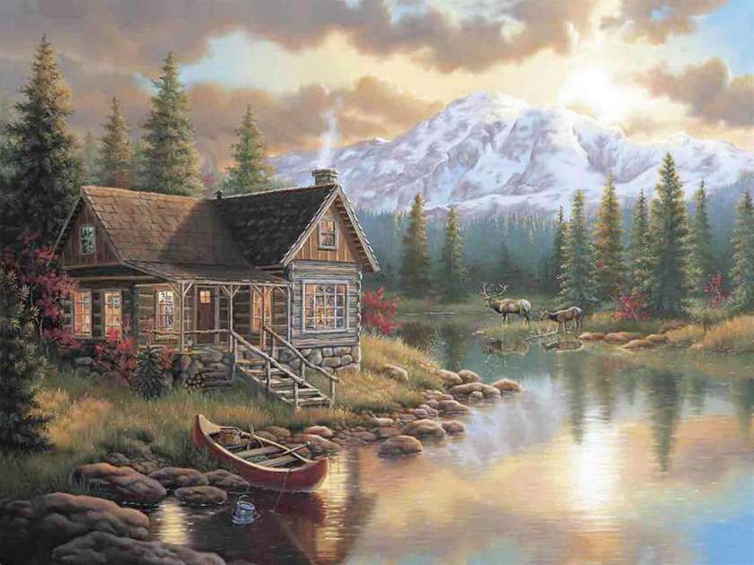 O casă lângă lac puzzle online
