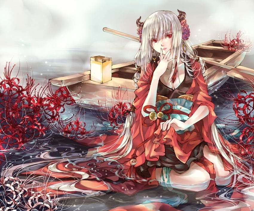 Japanese anime demon girl online puzzle