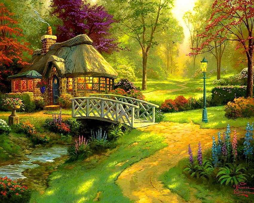 Delizioso cottage in un bellissimo parco puzzle online