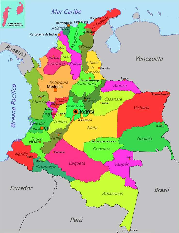 Karte von Kolumbien Puzzlespiel online