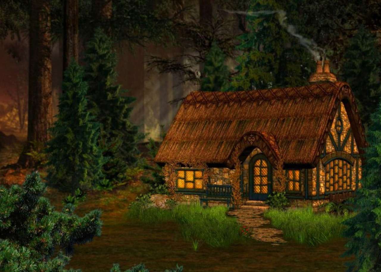 Υπάρχει ένα τόσο γοητευτικό σπίτι σε ένα παλιό δάσος online παζλ