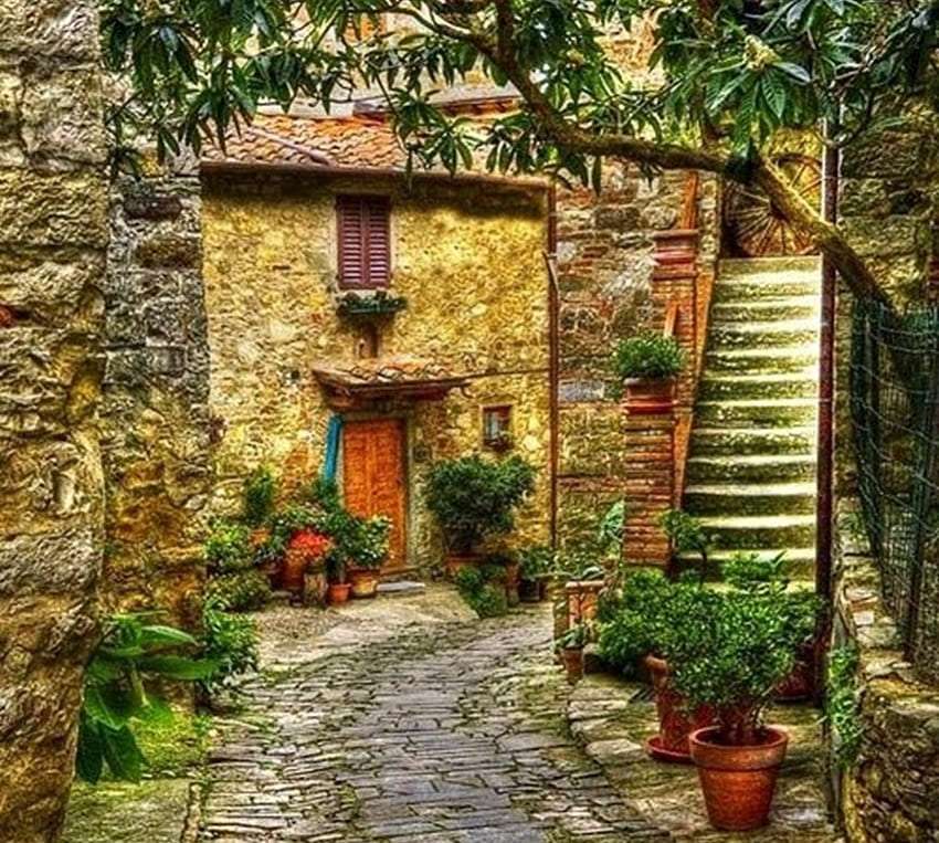 Stone houses, stone street-stone alley jigsaw puzzle online