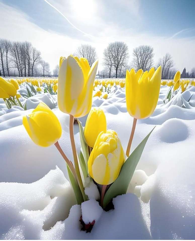 snow tulips jigsaw puzzle online