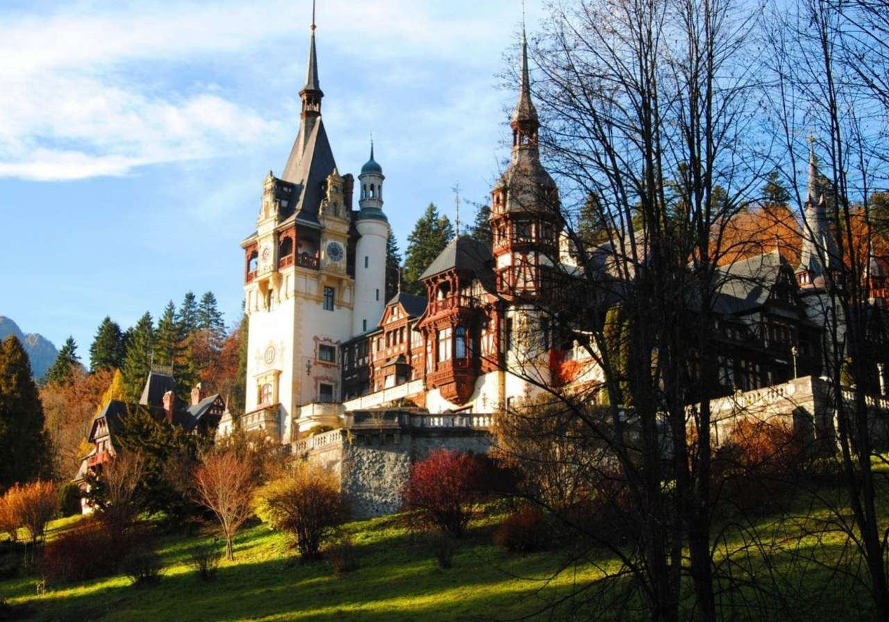 Rumänien - mäktigt slott i Peles pussel på nätet