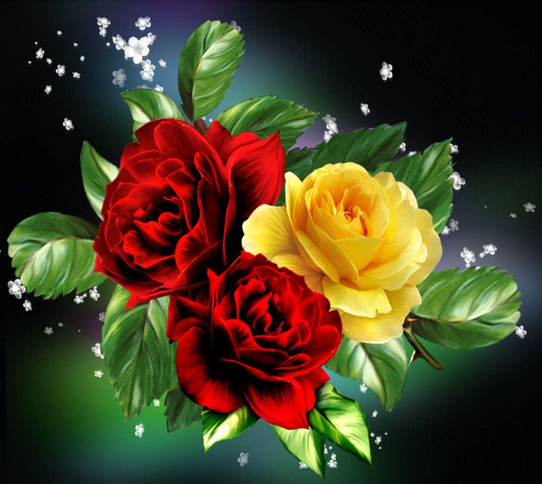 κόκκινα και κίτρινα τριαντάφυλλα παζλ online