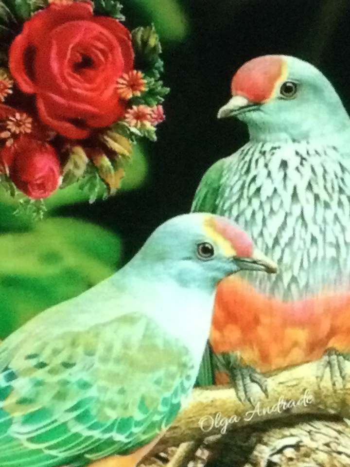Twee groene vogels legpuzzel online