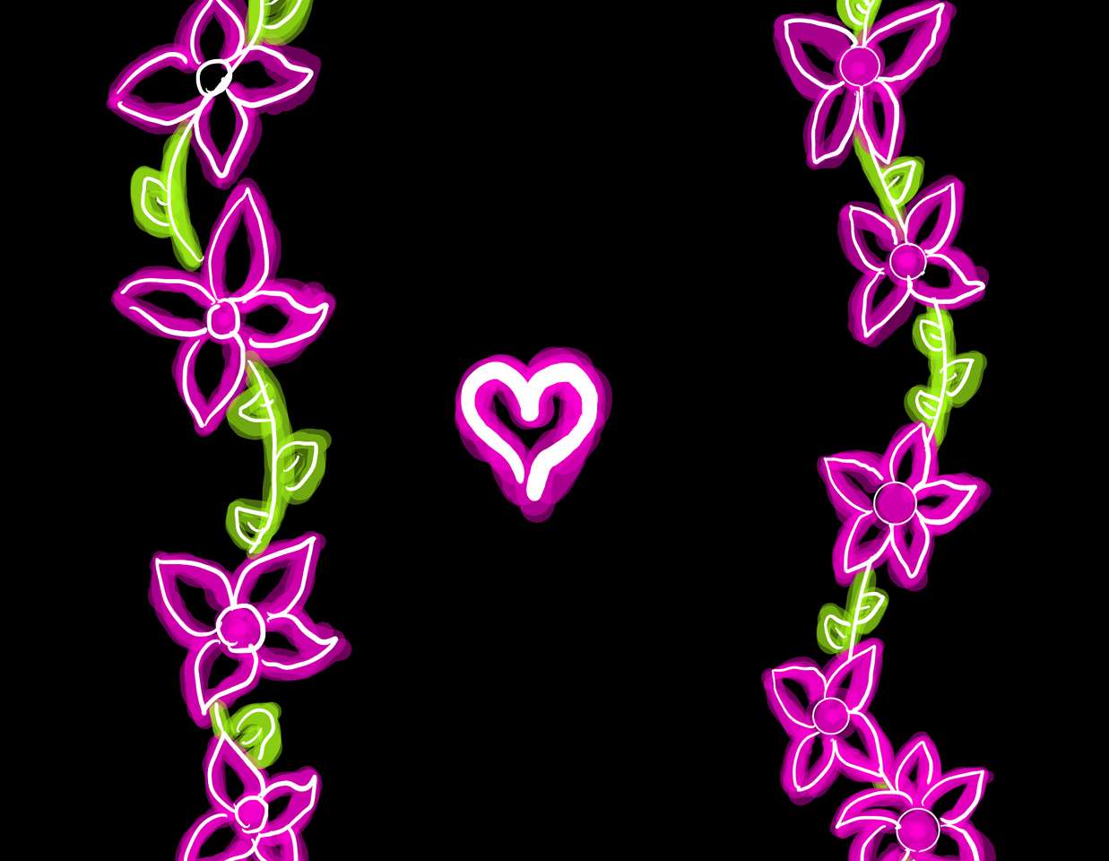 Neon Blumen bild Online-Puzzle