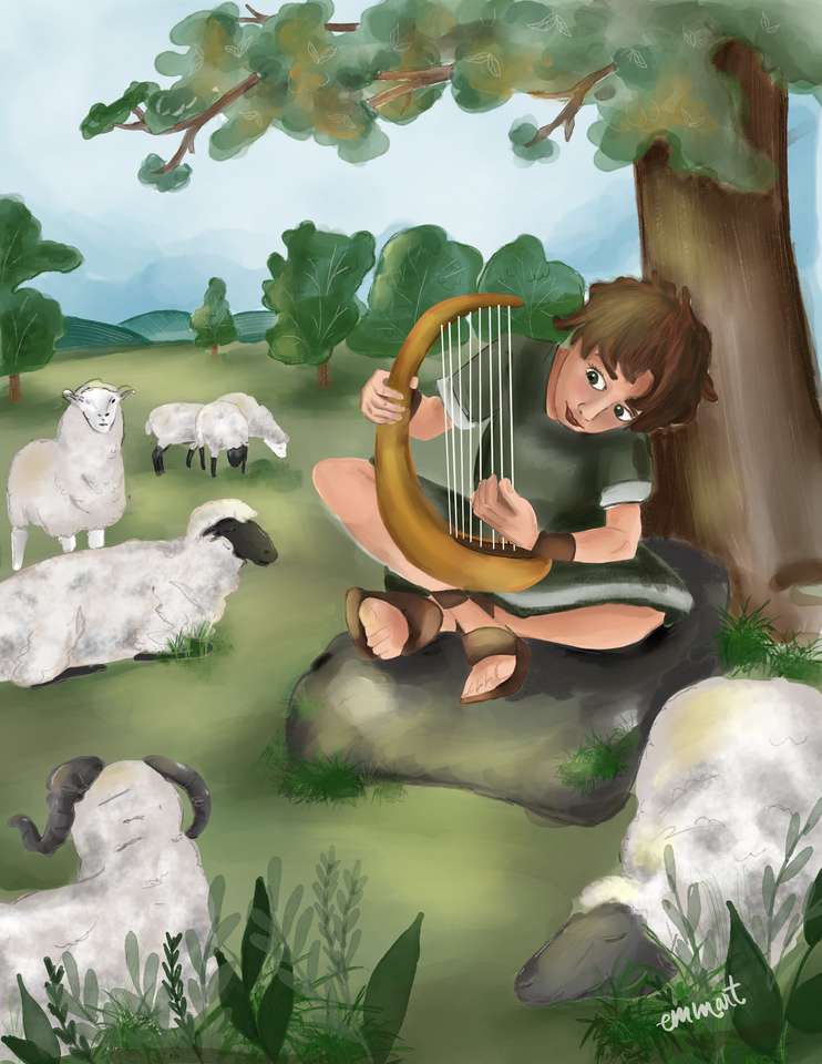 Давид з вівцями онлайн пазл