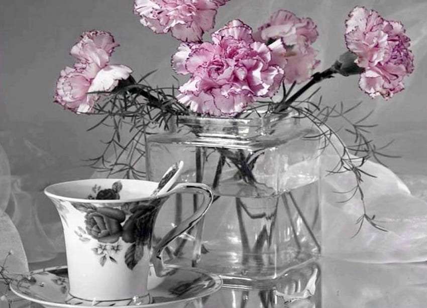 Belleza minimalista - vidrio gris negro, rosa rompecabezas en línea