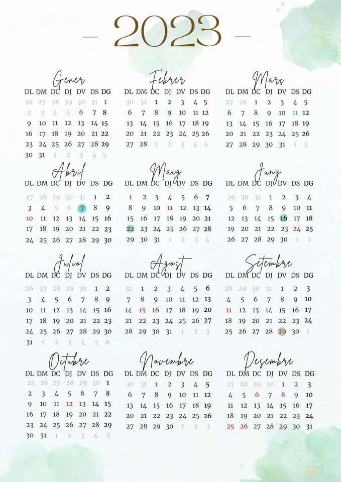 kalendář skládačky online
