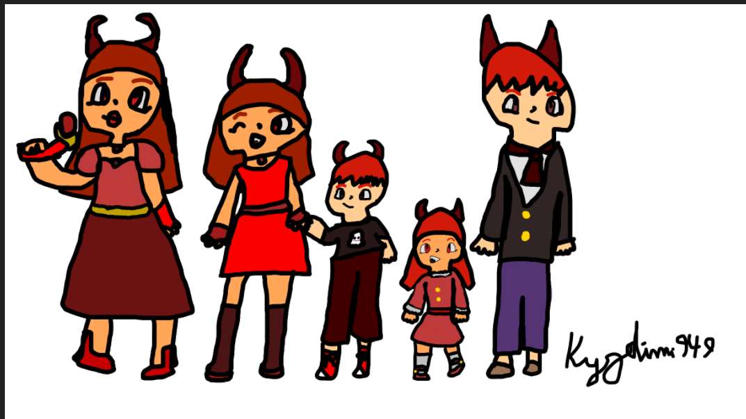 Kreslení rodiny démonů skládačky online