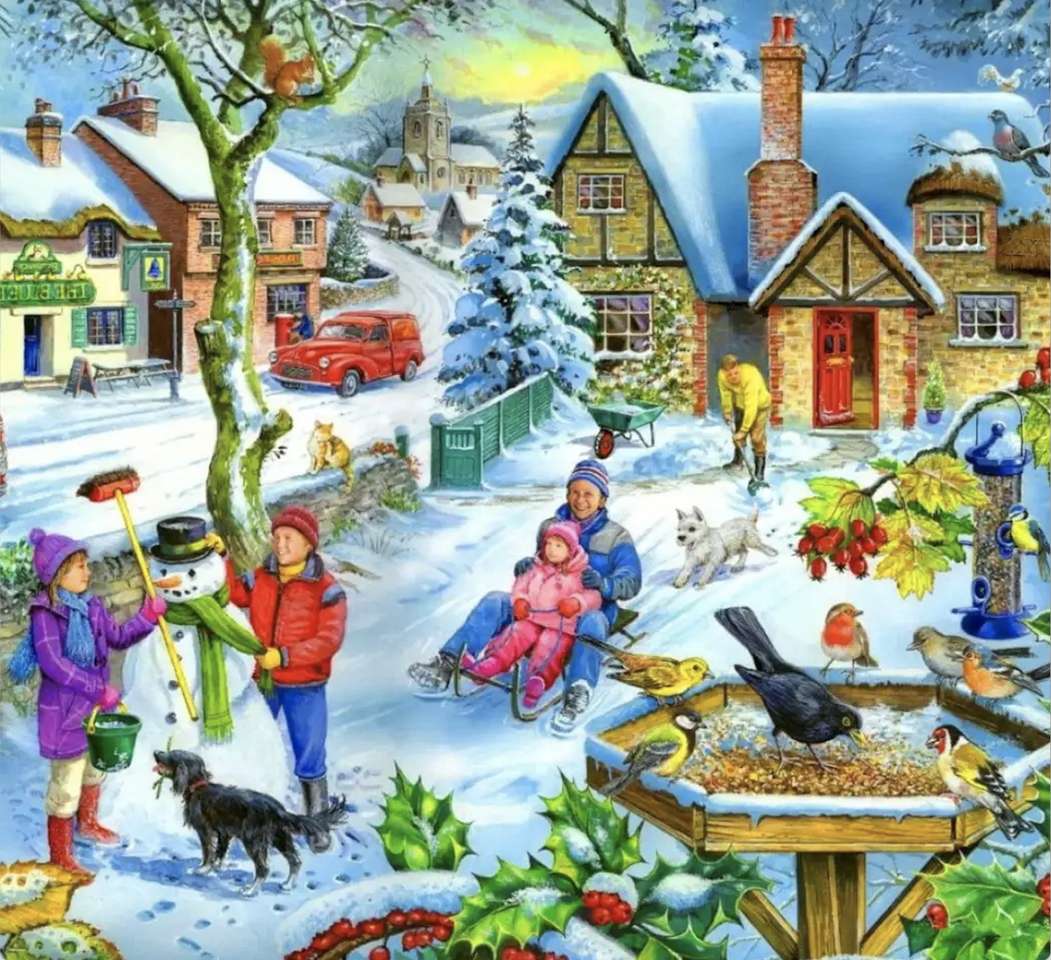 Il fascino dell'inverno è bellissimo, la gioia dei bambini dice tutto puzzle online