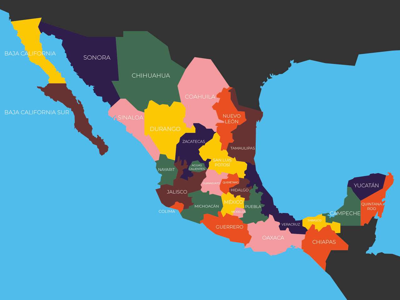 Mapa México rompecabezas en línea