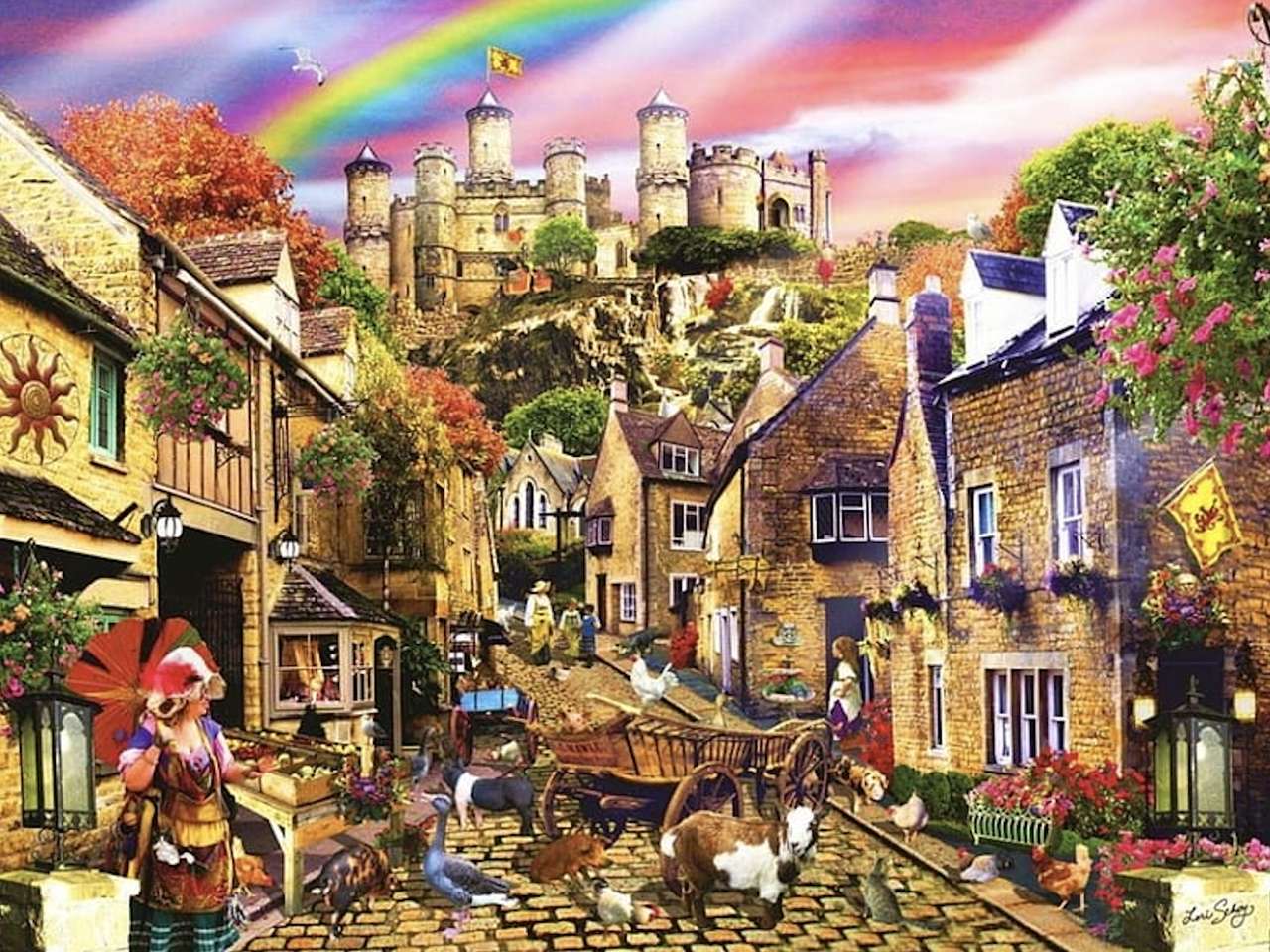 Medieval village, main street jigsaw puzzle online