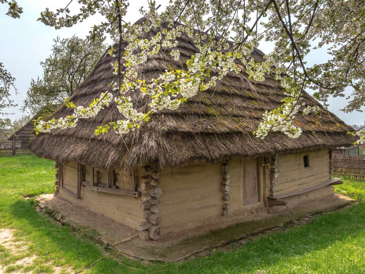 Украинский старый бревенчатый дом онлайн-пазл