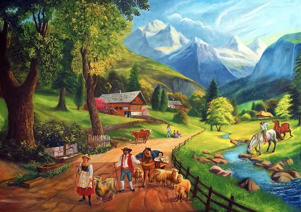 Vida rural numa aldeia de montanha puzzle online