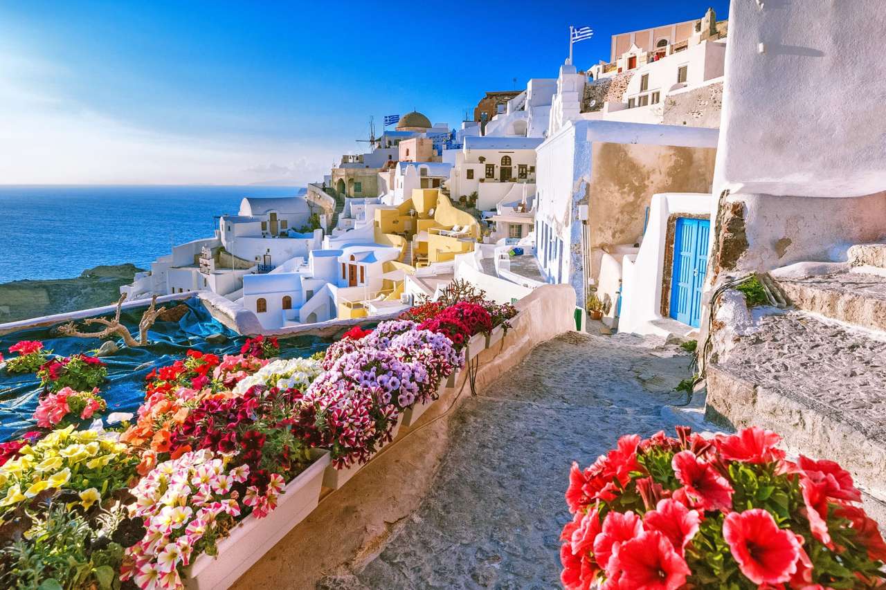 Grécia-fabulosa aldeia de Santorini quebra-cabeças online