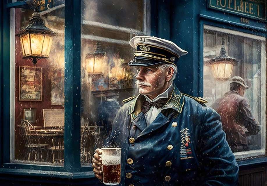 "El marinero en el pub" - IA generada rompecabezas en línea