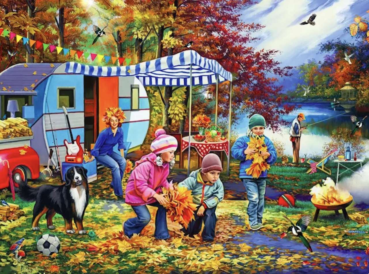 Rodinný podzimní kemp, ale zábava :) online puzzle