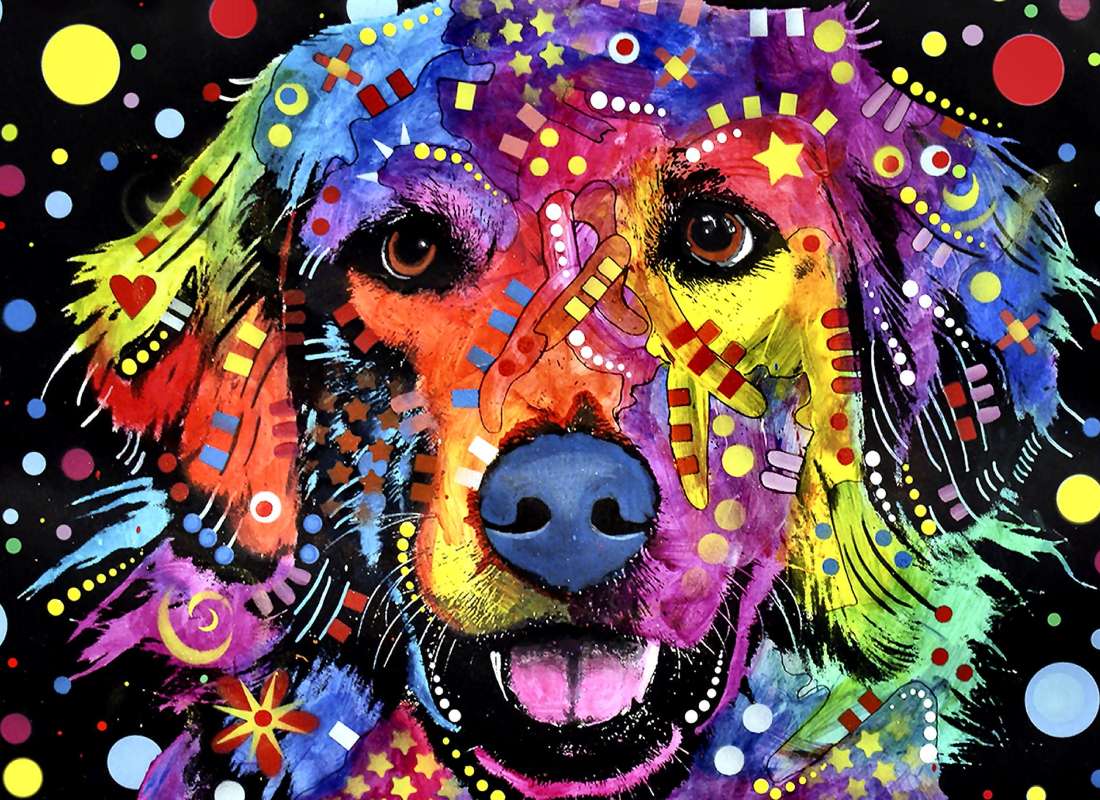 Love is a gold-golden retriever through the eyes of a painter online puzzle